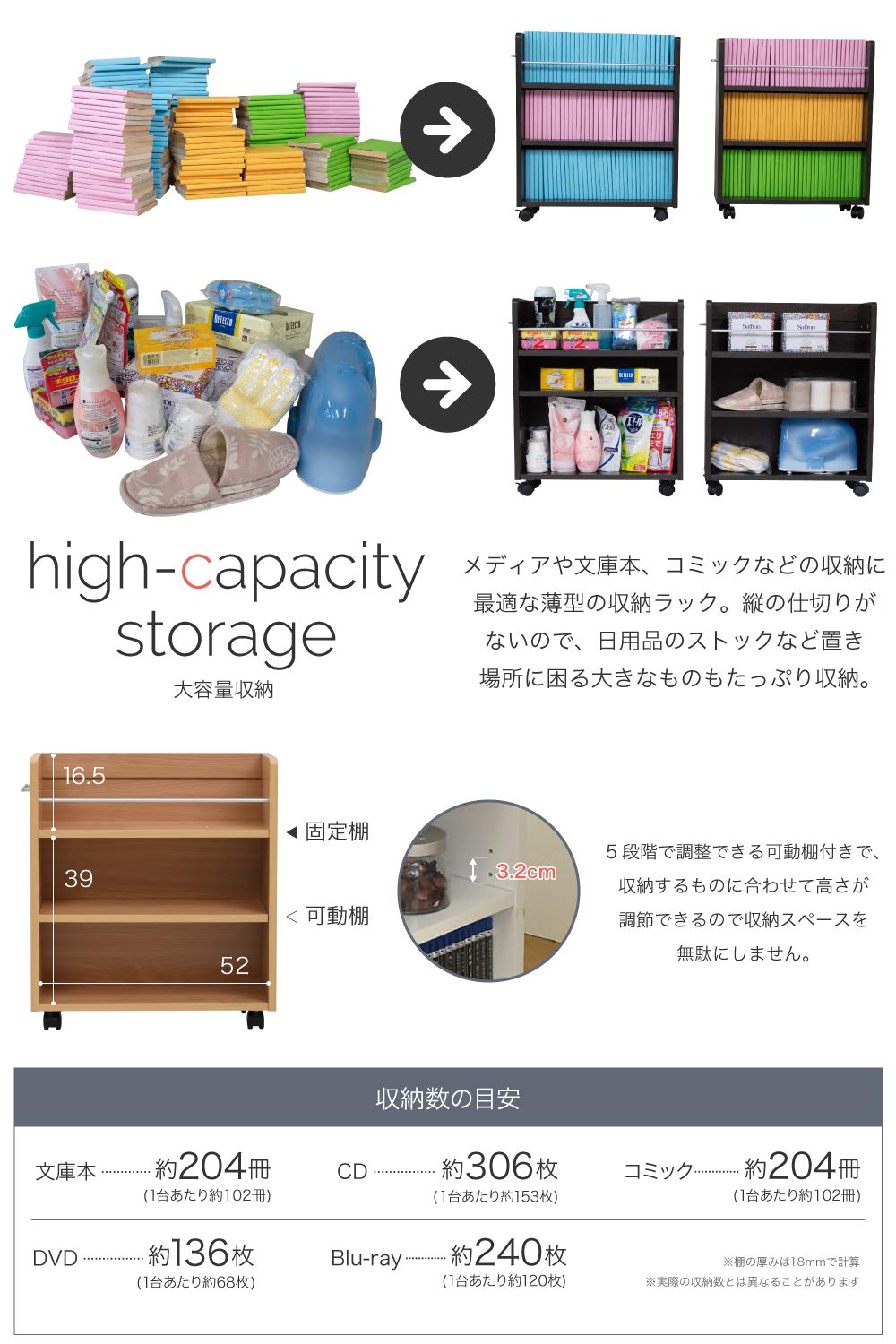 Amazon.co.jp: JKプラン クローゼット 収納 ラック 本棚 2個セット 幅